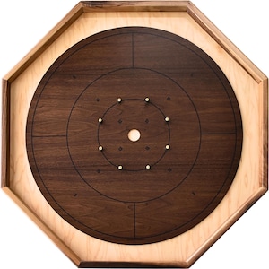 The Walnut Grove Crokinole Board - Set da gioco tradizionale ottagonale - Superficie di gioco da 23-5/8 pollici