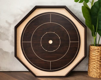 Walnut Crokinole Board for Beginners - Walnut & Maple Melamine - CNC engraved lines - Fast, water-resistant playing surface - Made in Canada