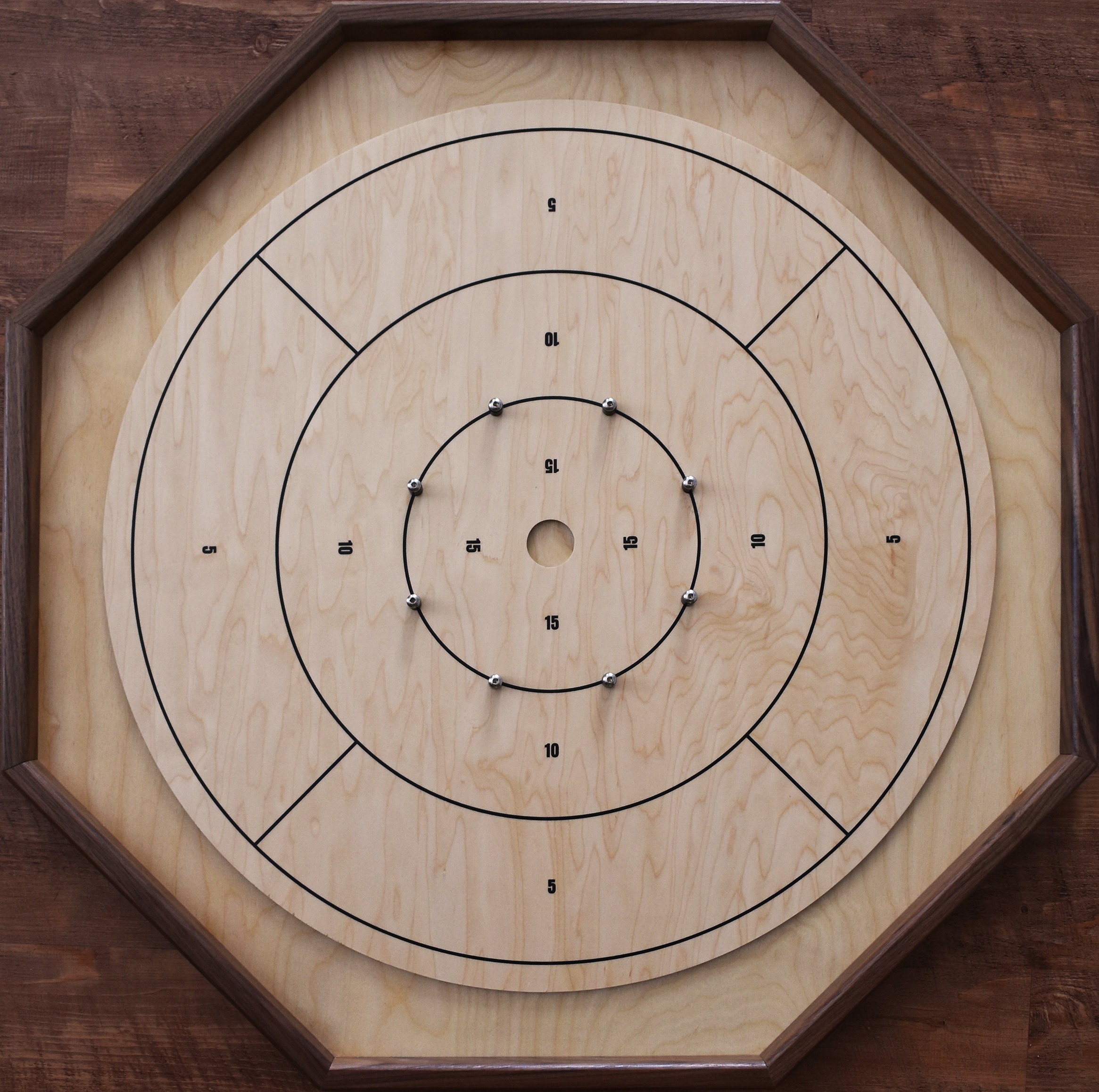 The Walnut Gold Standard Crokinole Board Traditional Octagon