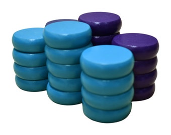 26 Crokinole Discs (Purple & Light Blue)