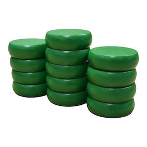 13 Green Crokinole Discs (Half Set / For 1 Player)