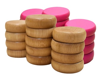 26 Crokinole Discs (Natural & Pink)