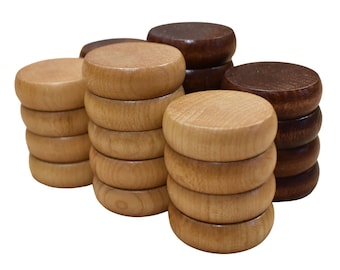 26 Crokinole Discs (Natural & Walnut Stain)