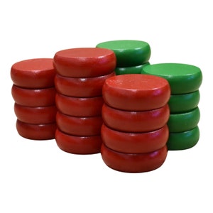 Set Crokinole Legno Set Of Crokinole Disks (12 Blue 12 Red Plus 2 Spares 1 Crokinole Mini Disk