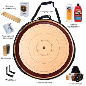 The Royal Red Kit - Tournament Style Crokinole Board Game Kit (Meets NCA Standards)