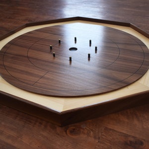 The Walnut Wonder Small Crokinole Board - Small Traditional Octagon Game Set - 23.5 Inch Playing Surface