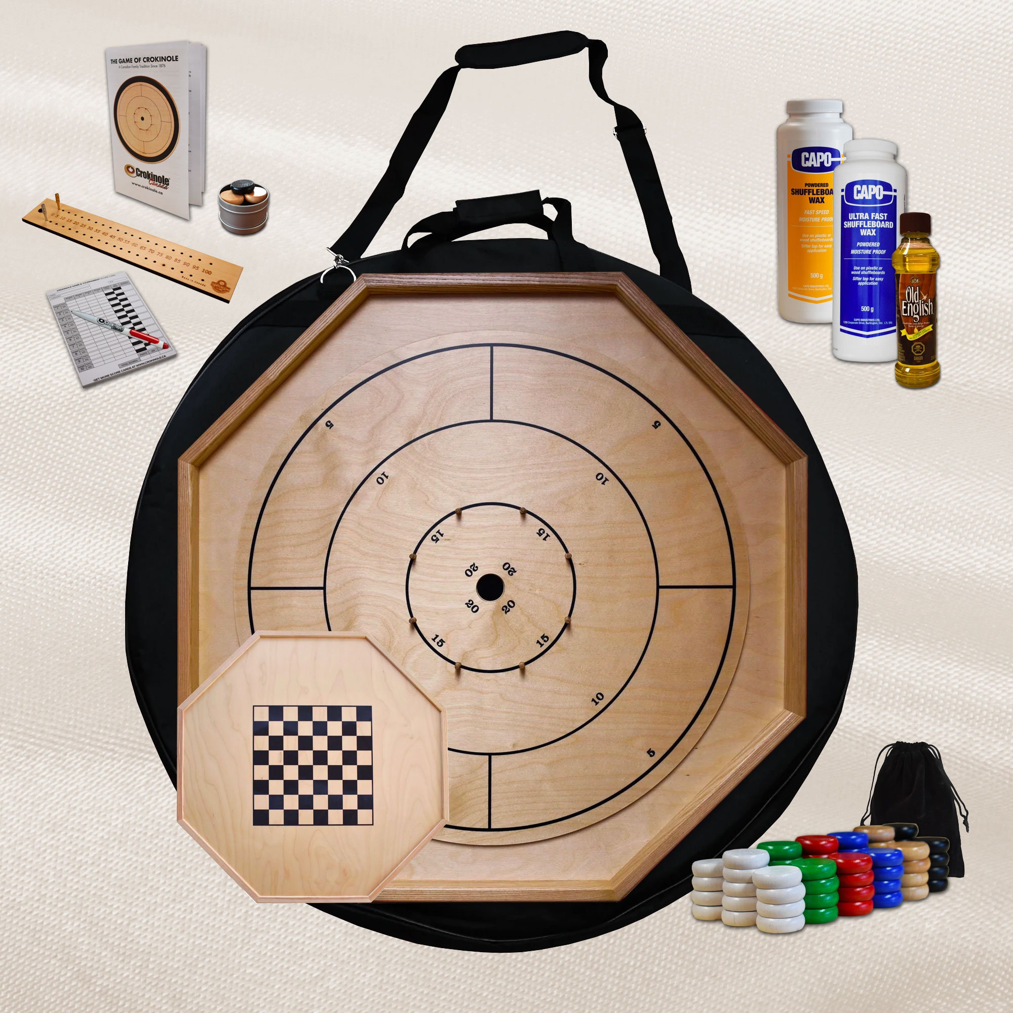 The Walnut Gold Standard Crokinole Board Traditional Octagon