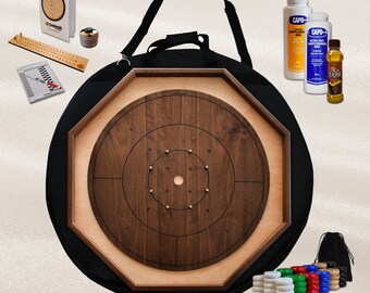 The Walnut Gold Standard Kit - Traditional Octagon Crokinole Board Game Kit