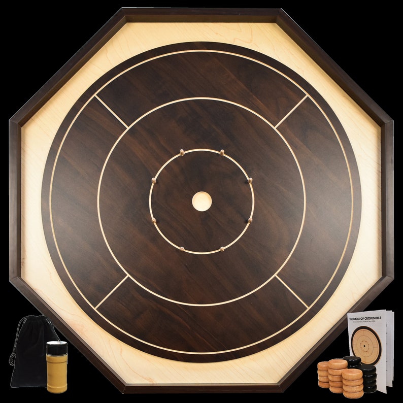 Walnut Crokinole Board for Beginners - Walnut & Maple Melamine - CNC engraved lines - Fast, water-resistant playing surface - Made in Canada