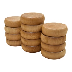 13 Natural Wood Crokinole Discs (Half Set / For 1 Player)