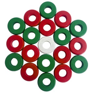 32 Red and Green Carrom / Pichenotte Rings - Anneaux De Pichenottes - Game Accessories / Accessoires De Jeu