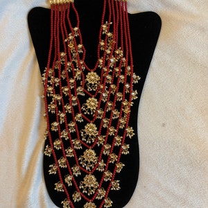 Red stone and Kundan long necklace