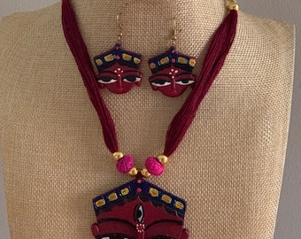 Burgundy Terracotta Necklace and Earring Set