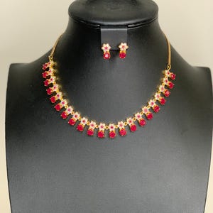 Diamond, Zirconia, and Ruby necklace set