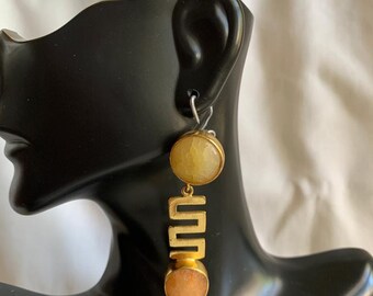 Yellow & Orange Terracotta Earrings | Handcrafted Indian Ethnic Jewelry | Boho Festive Statement Earrings