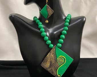 Green Terracotta Necklace Set
