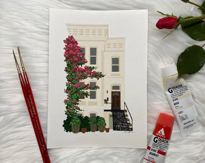 Hand Painted Personalized  Home Portraits, Custom House Drawings, Home