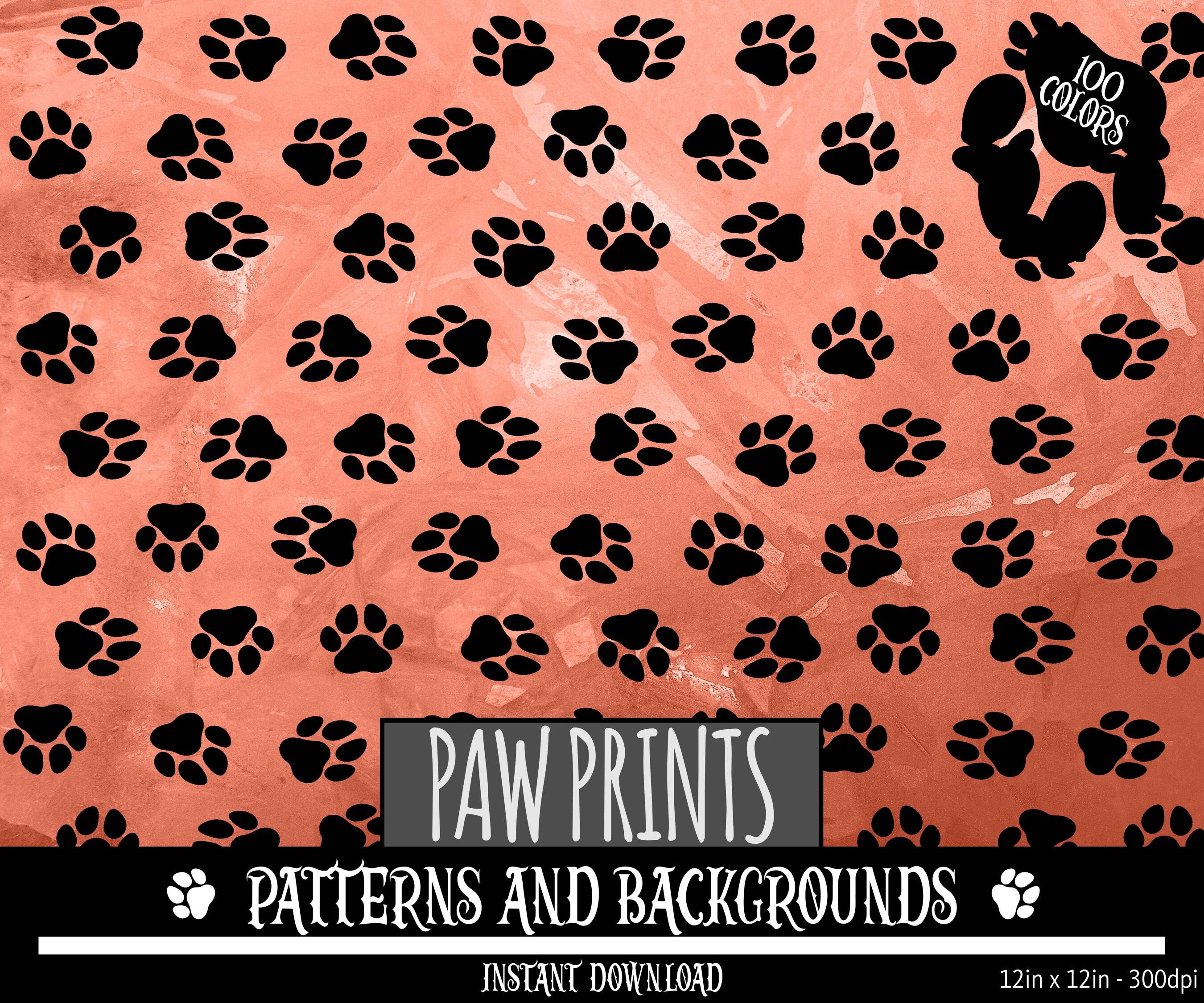 100 Seamless Paw Print Digital Pattern PNG | Dog Scrapbook Paper | 100 ...