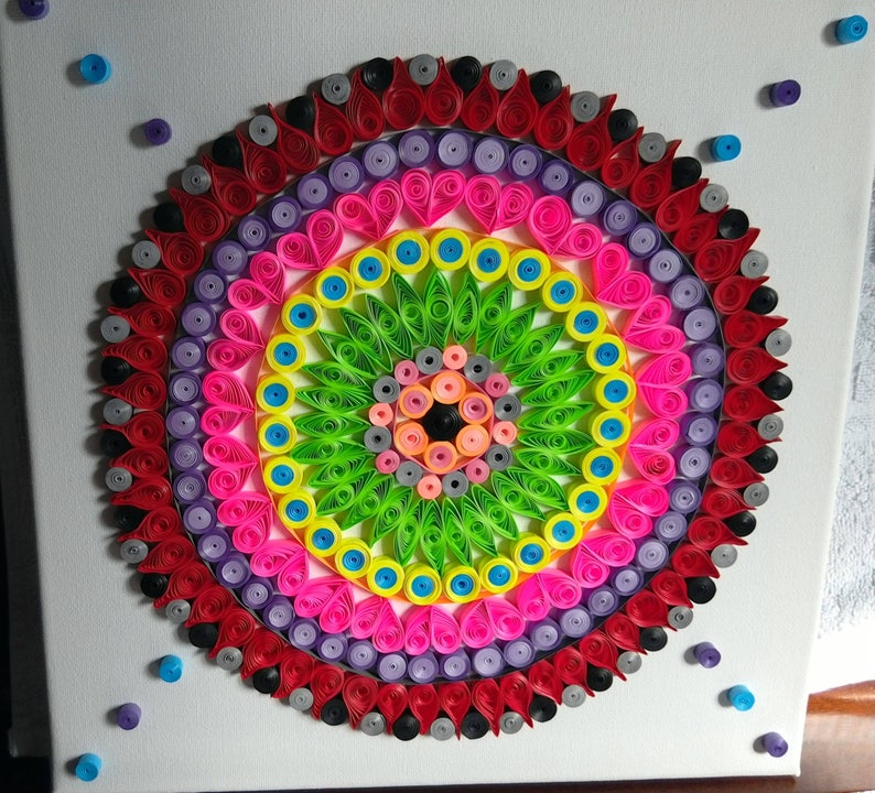 Quilling Mandala Art on Canvas Paper quilled wall art Etsy