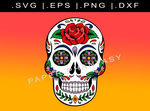 Sugar Skull Svg Files Clipart Day Of The Dead Mexican Rose Etsy