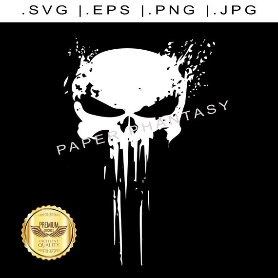 Download Free Grunge Punisher Distressed Skull Svg Print File Black White Etsy SVG DXF Cut File