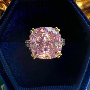 10CT Jumbo Size DIAMOND Huge Radiant/Cushion 14x14mm Fabulous Engagement Ring Exquisite Statement Ring Victorian Style 925 silver w 18KGP