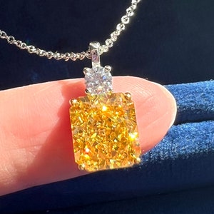 2ct Dainty Stunning Pendant, MINI Fancy Canary Yellow Diamond Pendant Exquisite Pendant w Shinning Mainstone, Best Gift 4 Mom S925 w 18KGP