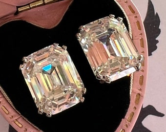 Elegant Diamond Earring Princess Cut Earring Stud 10x8 mm High-end Design Emerald Cut Top Quality Fabulous Jewelry S925 18KGP