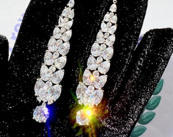 30ct+ Dangle Long Tassel Earring Exquisite Luxury Earring Vintage style ART DECO Design Earring S925/14K/18K Gold
