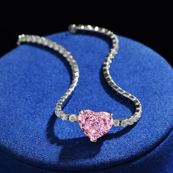 Mini Fancy Pink Heart Diamond Pendant 