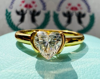 Half Carat Heart Shape SOLITAIRE Diamond Simulant Ring, Minimalist Style Bridal Promised Engagement Statement Ring, S925 /14K /18K