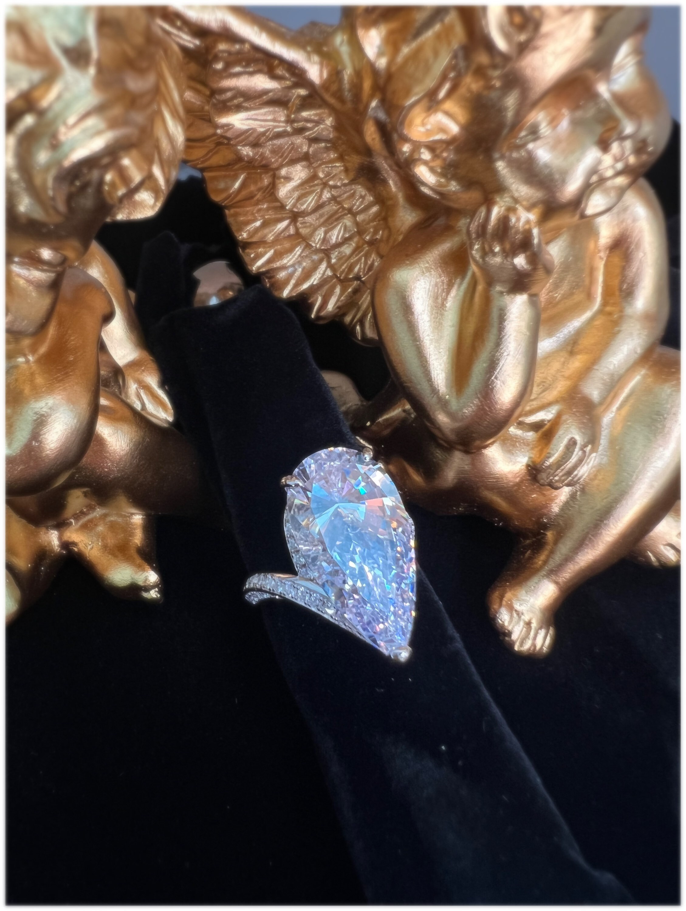 12CT クラシック ダイヤモンド シミュレーション リング、ペアシェイプ 