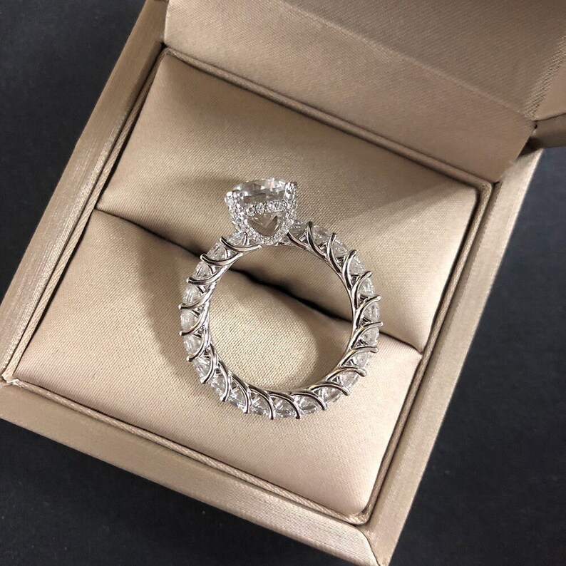 8ct huge Ring Full of Diamond Eternity Band ring Fabulous Engagement Ring Exquisite Jewelry Engagement Ring 925 silver w 18KGP