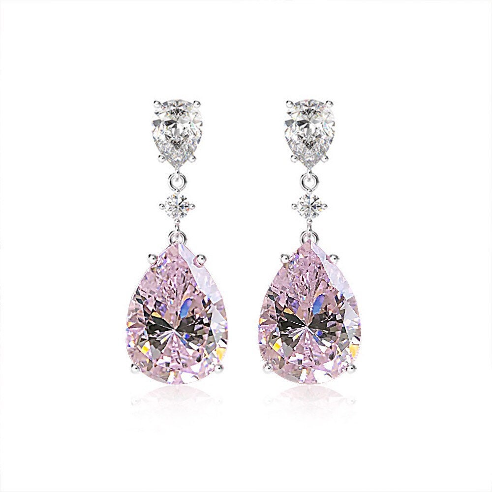 Elegant Victorian Pink Pear Shape Earring High-end Design Top | Etsy