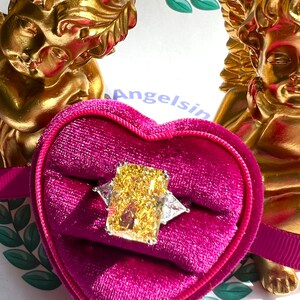 7 Carat Fancy Yellow Diamond HUGE Ring 14x10mm, Yellow Radiant Exquisite Ring Vintage/Party Queen Style ART DECO Ring S925/14k/18K