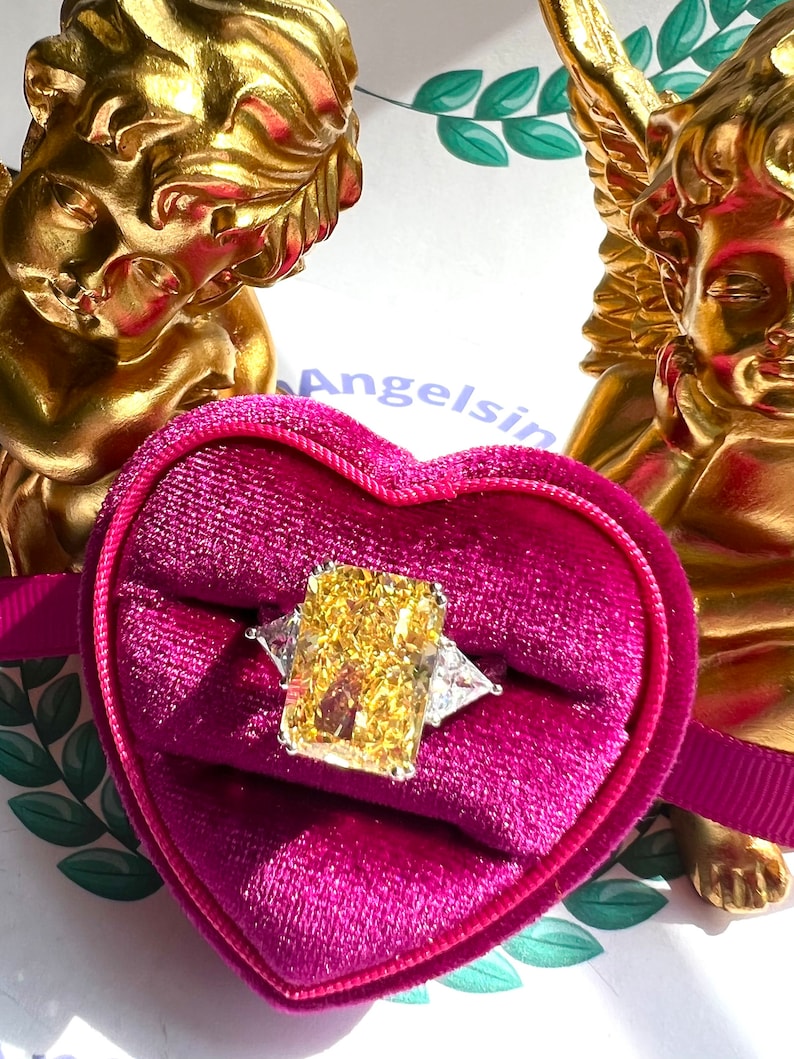 7 Carat Fancy Yellow Diamond HUGE Ring 14x10mm, Yellow Radiant Exquisite Ring Vintage/Party Queen Style ART DECO Ring S925/14k/18K
