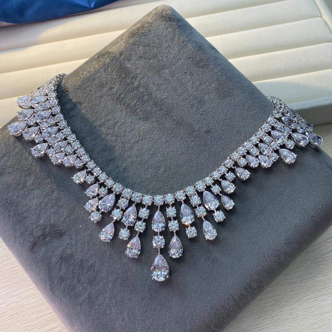 HIGHEND Bridal Necklace Luxury PEAR Necklace Full of Diamond Etsy