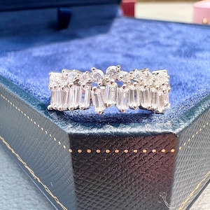 10 Carat Baguette Eternity Diamond Simulant Band Engagement Ring Exquisite Baguette Cut Jewelry 925 silver with 18KGP