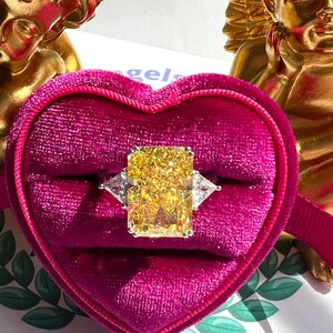 7 Carat Fancy Yellow Diamond HUGE Ring 14x10mm, Yellow Radiant Exquisite Ring Vintage/Party Queen Style ART DECO Ring S925/14k/18K
