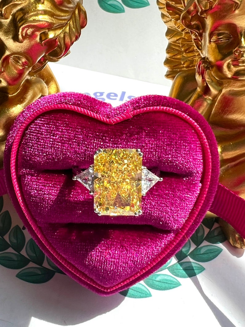 7 Carat Fancy Yellow Diamond HUGE Ring 14x10mm, Yellow Radiant Exquisite Ring Vintage/Party Queen Style ART DECO Ring S925/14k/18K