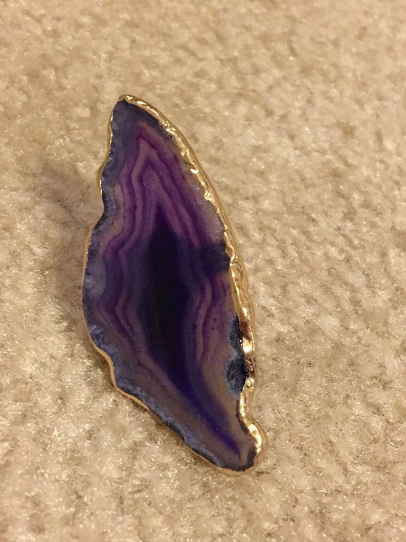 Beautiful /& Unique slice agate ring 100/% natural gemstone ring adjustable very special