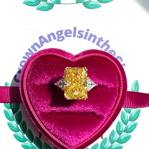 7 Carat Fancy Yellow Diamond HUGE Ring 14x10mm, Yellow Radiant Exquisite Ring Vintage/Party Queen Style ART DECO Ring S925/14k/18K
