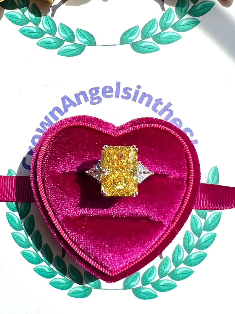 7 Carat Fancy Yellow Diamond HUGE Ring 14x10mm, Yellow Radiant Exquisite Ring Vintage/Party Queen Style ART DECO Ring S925/14k/18K