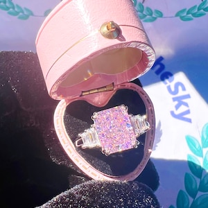 5 Carat Pink Engagement Simulated Diamond Ring Brilliant Cut Vintage style ART DECO Ring S925/14K/18K GOLD