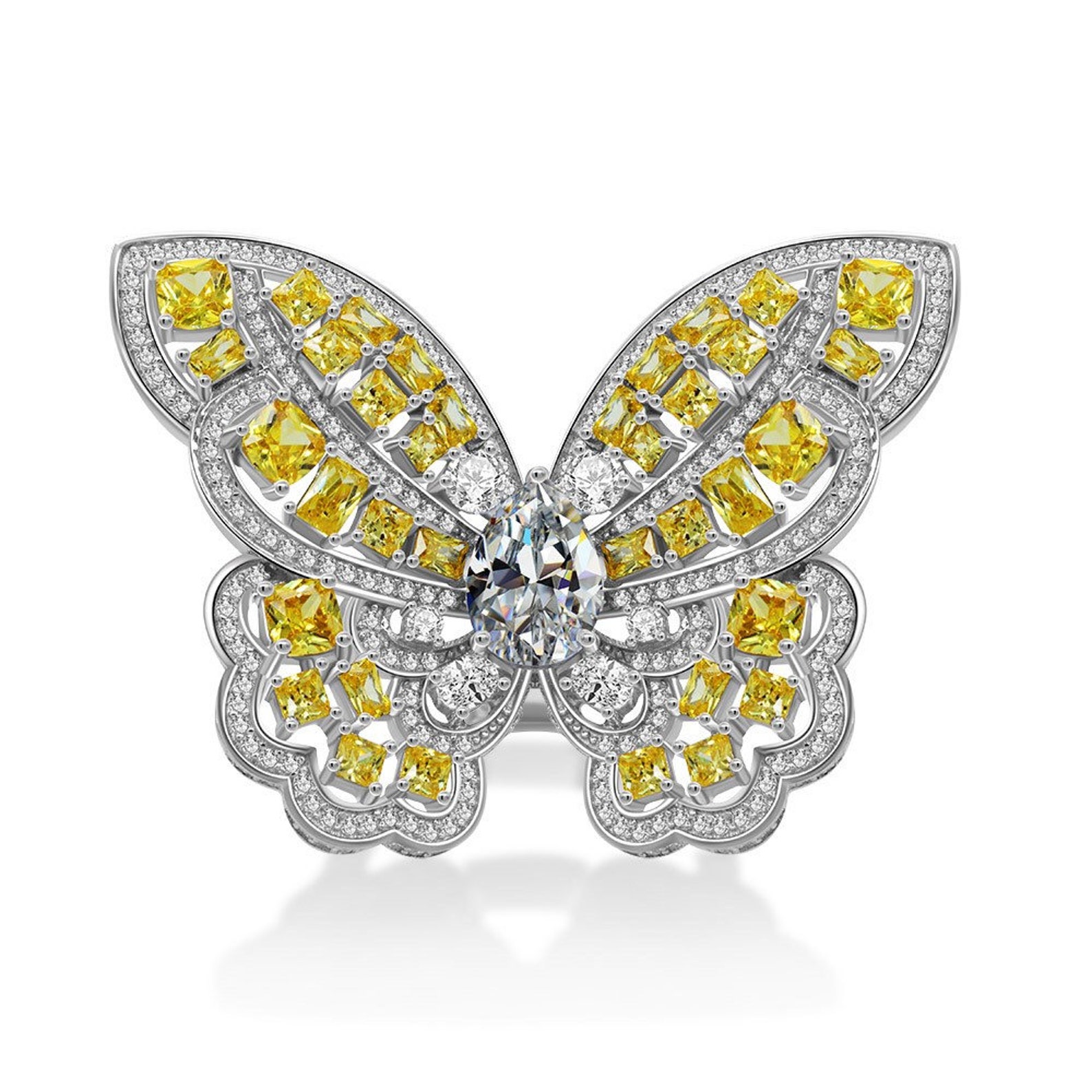 Butterfly RING Exquisite Canary Yellow Diamond Ring Vivid - Etsy