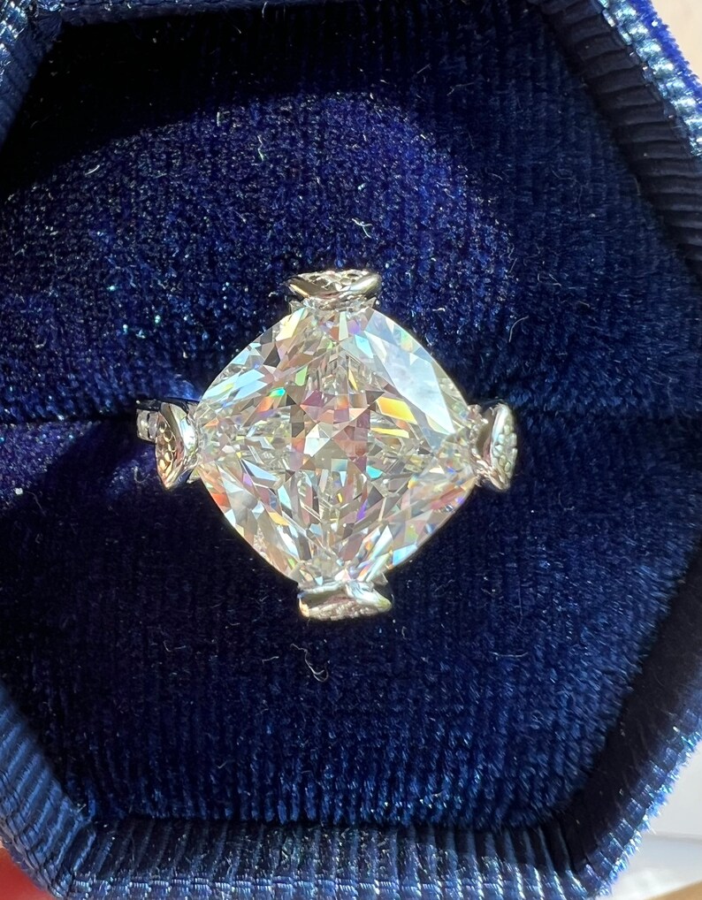 5CT Cushion Diamond Ring 11x11mm Huge Fabulous D Color Ring - Etsy