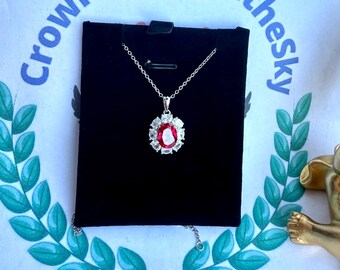 Genuine Lab-Grown Ruby Pendant Exquisite Mini Jewelry Vintage style Pendant 925 silver with 18KGP Exquisite Best Gift Sept Birthstone