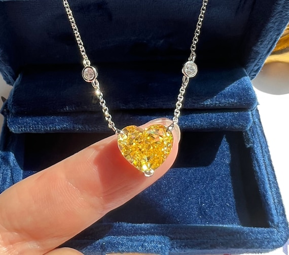 1 Carat Mini Canary Yellow Heart Diamond Pendant Sweet Heart Best