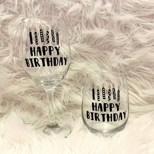 Personalized Birthday Wine Glass, Happy Birthday Glass, Birthday Gift
