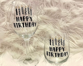 Personalized Birthday Wine Glass, Happy Birthday Gift